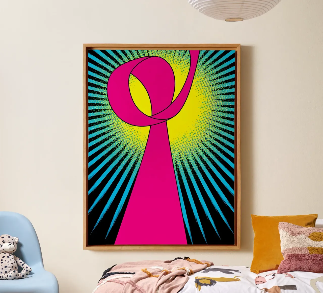 Roze lint - Pop-art canvas met Baklijst van ColorCrash Gallery