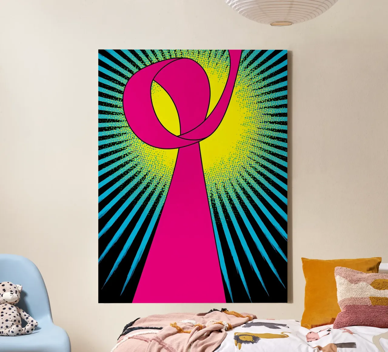 Roze lint - Pop-art canvas met Baklijst van ColorCrash Gallery