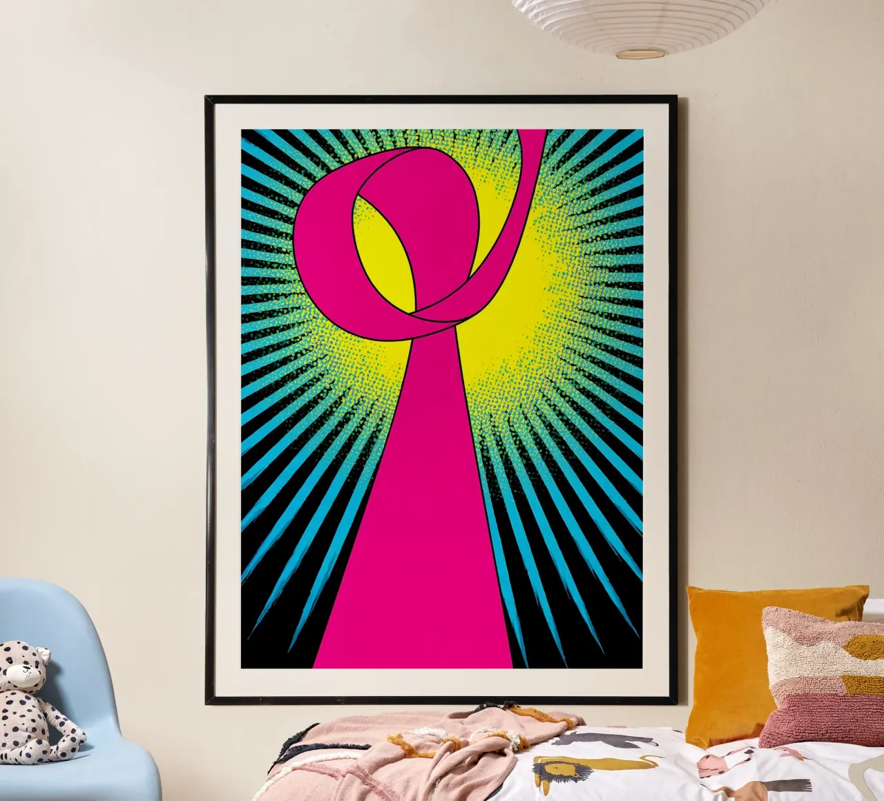 Nastro rosa - Pop Art poster con telaio in plastica da ColorCrash Gallery