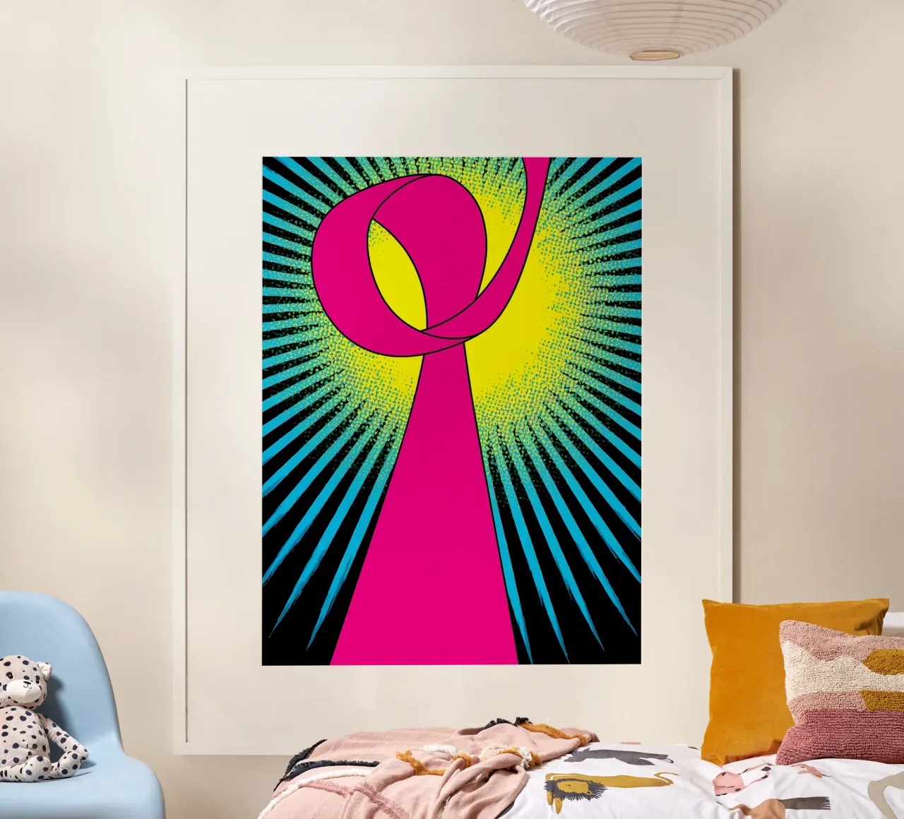 Nastro rosa - Pop Art poster con telaio in plastica da ColorCrash Gallery