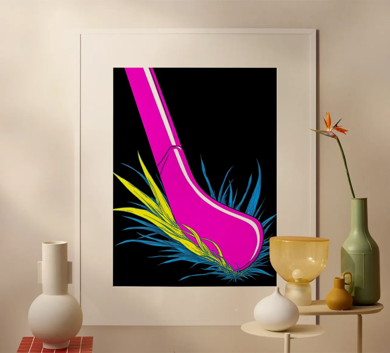 Bastone da hockey su prato - Pop Art poster con telaio in alluminio da ColorCrash Gallery