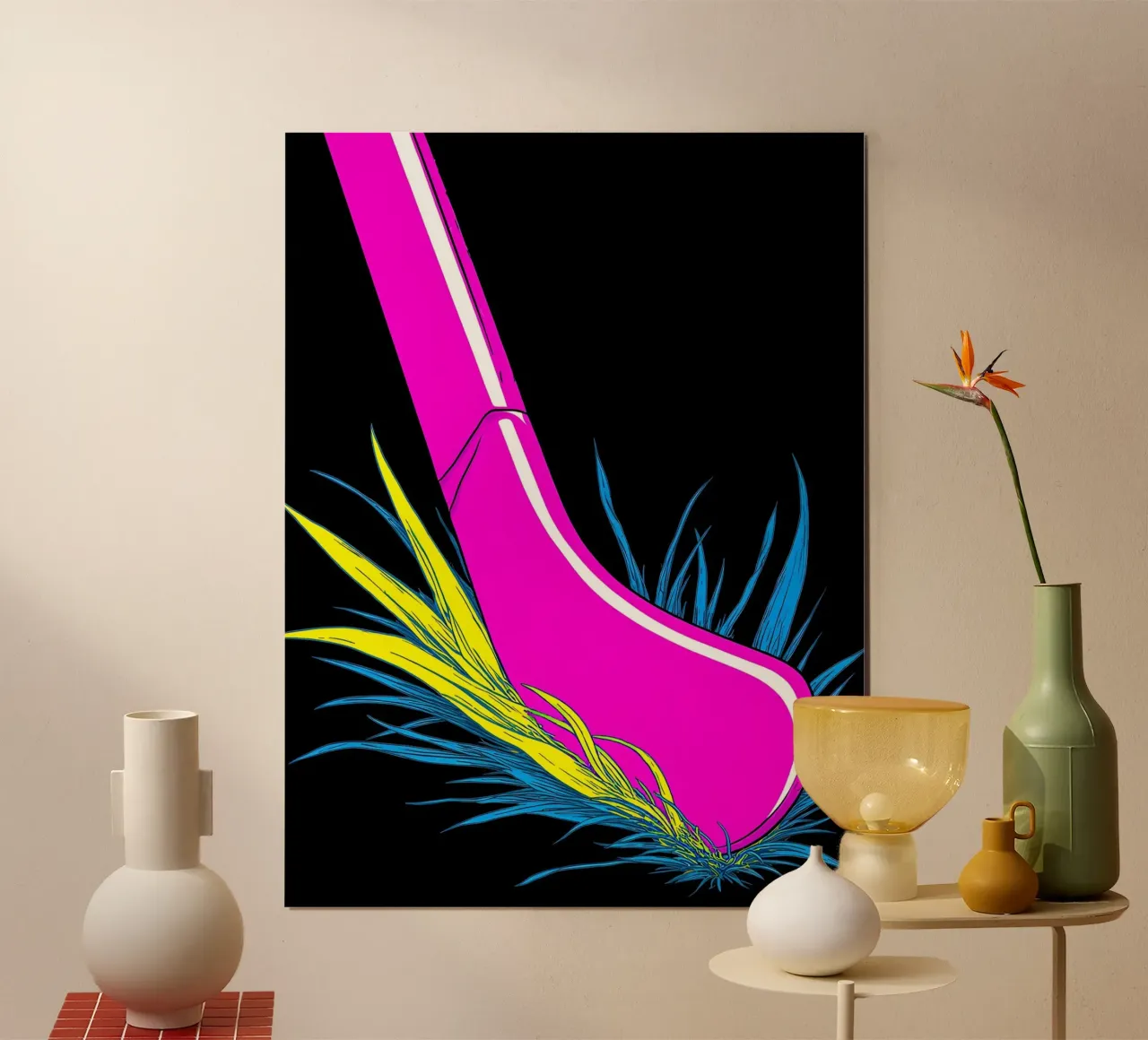Bastone da hockey su prato - Pop Art poster con telaio in alluminio da ColorCrash Gallery