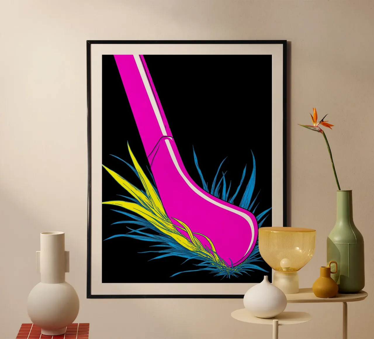 Bastone da hockey su prato - Pop Art poster con telaio in alluminio da ColorCrash Gallery