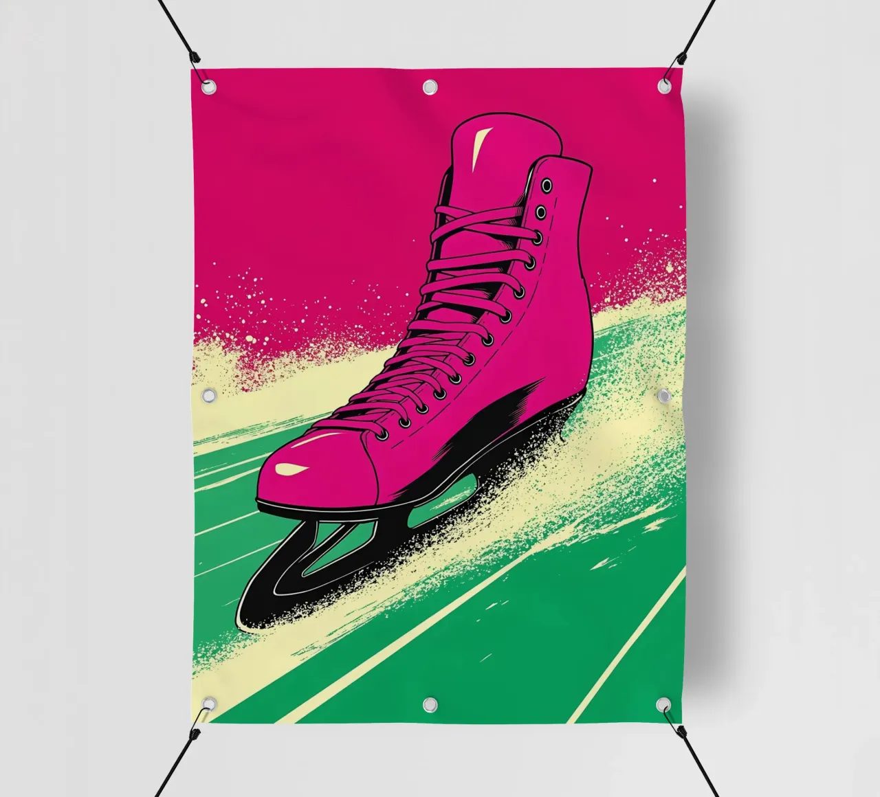 Schlittschuhlaufen in Bewegung - Pop Art PVC Plane von ColorCrash Gallery