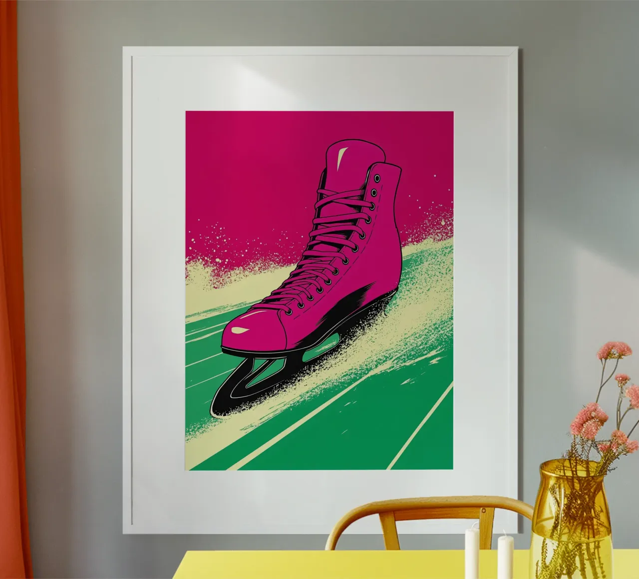 Pattini da ghiaccio in movimento - Pop Art poster con telaio in plastica da ColorCrash Gallery