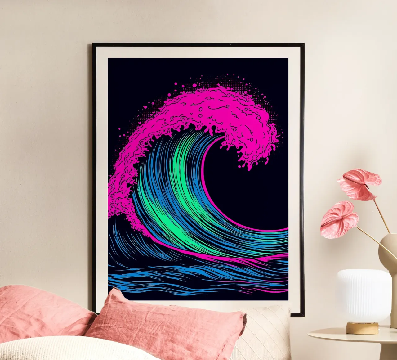 Onda dell'oceano - Pop Art poster con telaio in plastica da ColorCrash Gallery