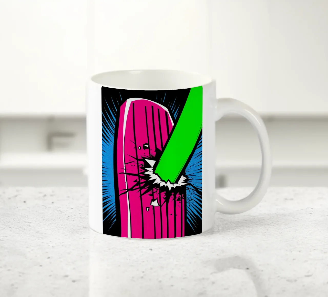Un pipistrello raggiante - Pop Art tazza in ceramica da ColorCrash Gallery