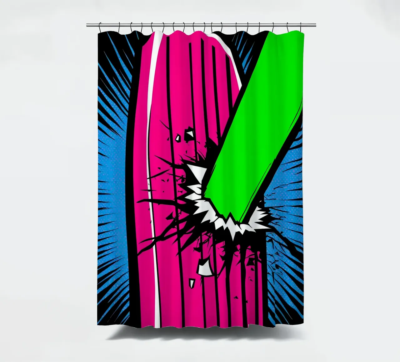 Un pipistrello raggiante - Pop Art tenda da doccia da ColorCrash Gallery