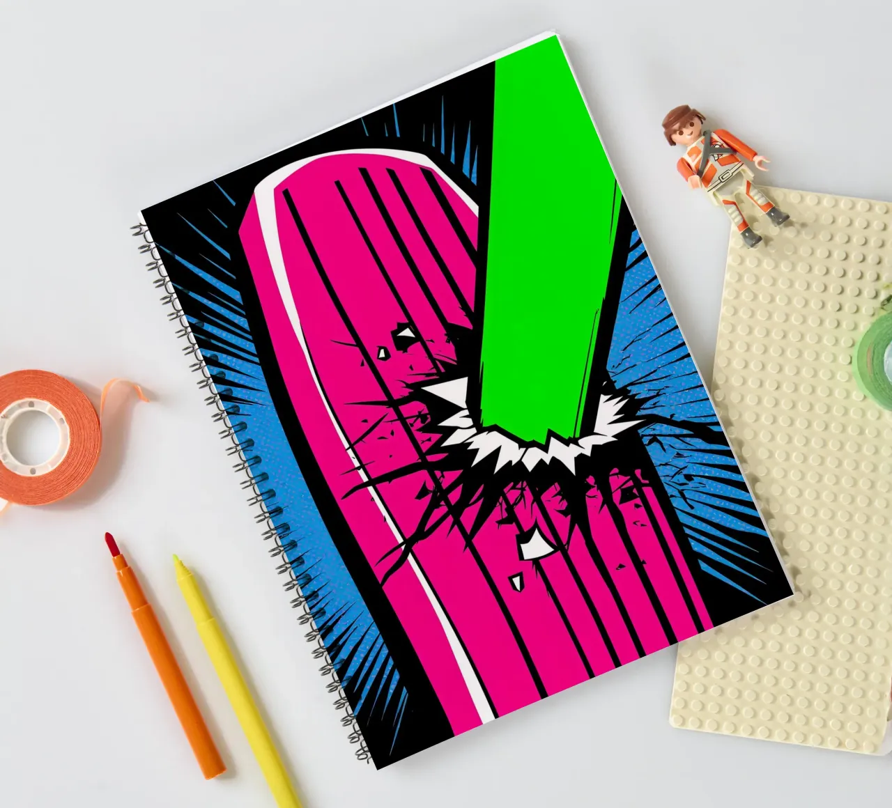 Beaming A Bat - Pop Art spiral notebook by ColorCrash Gallery