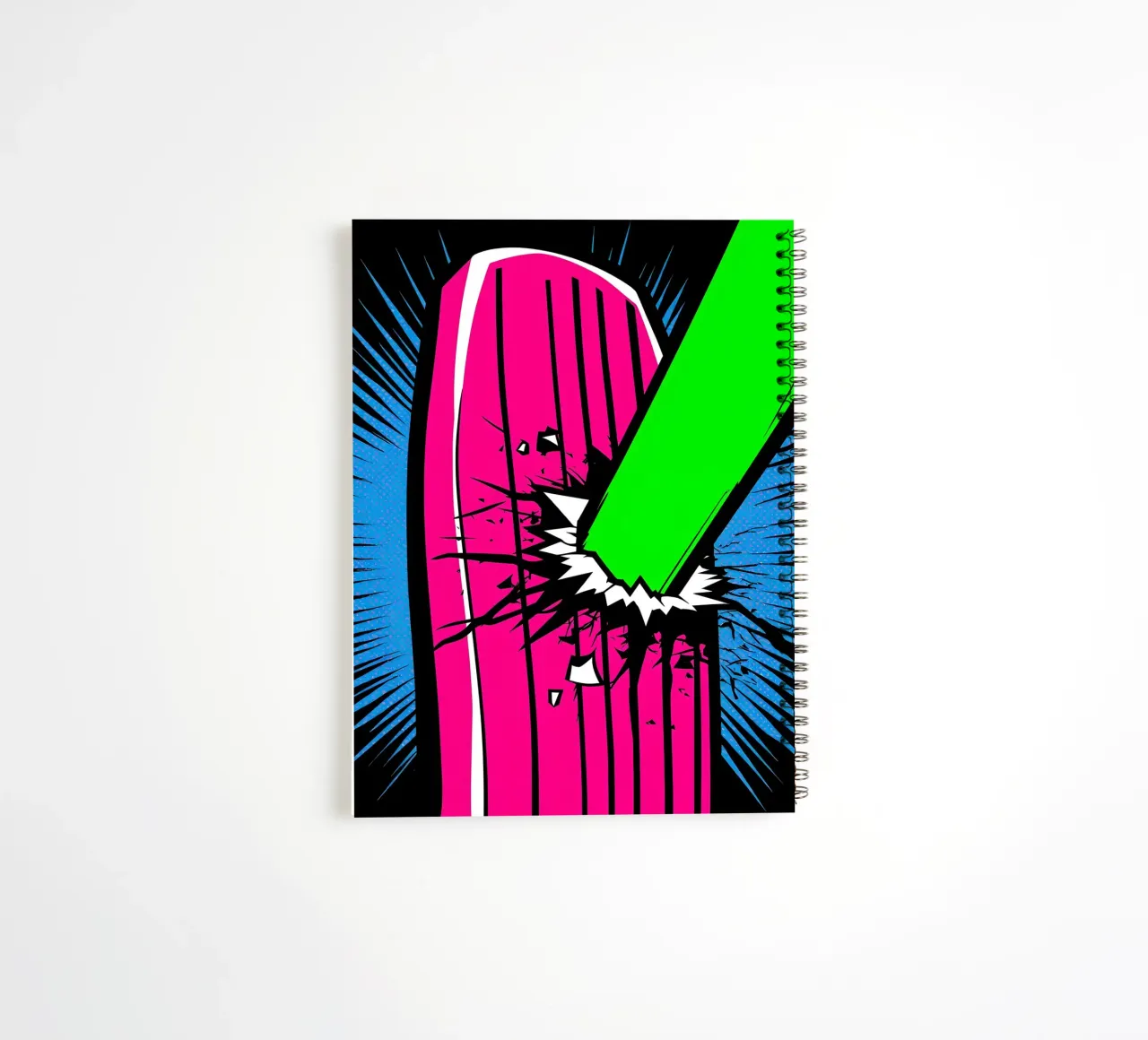 Beaming A Bat - Pop Art spiral notebook by ColorCrash Gallery