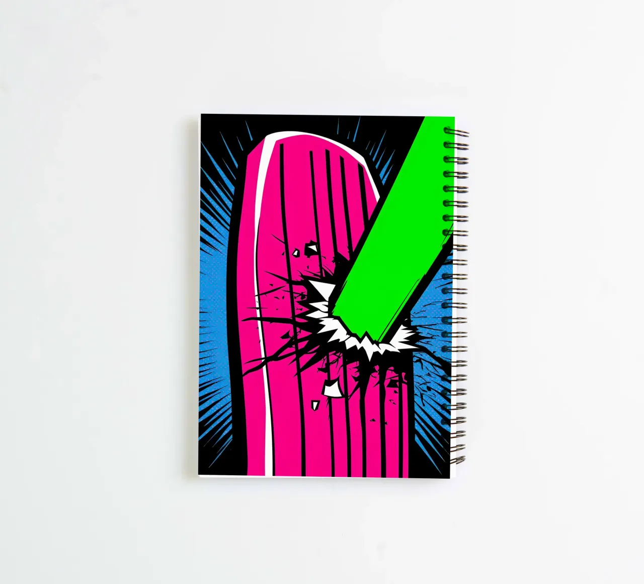 Beaming A Bat - Pop Art spiral notebook by ColorCrash Gallery