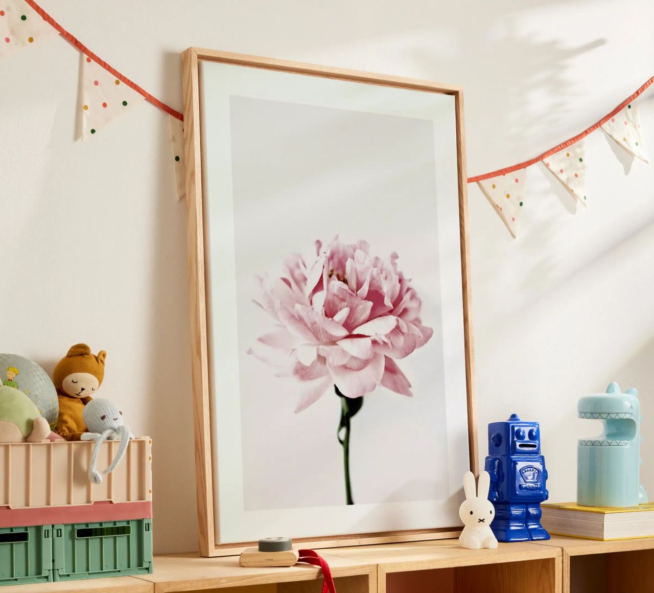 Peony Pink and Grey Leinwand von Flora & Fauna