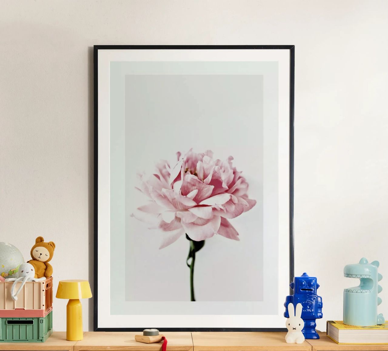 Peony Pink and Grey Poster von Flora & Fauna