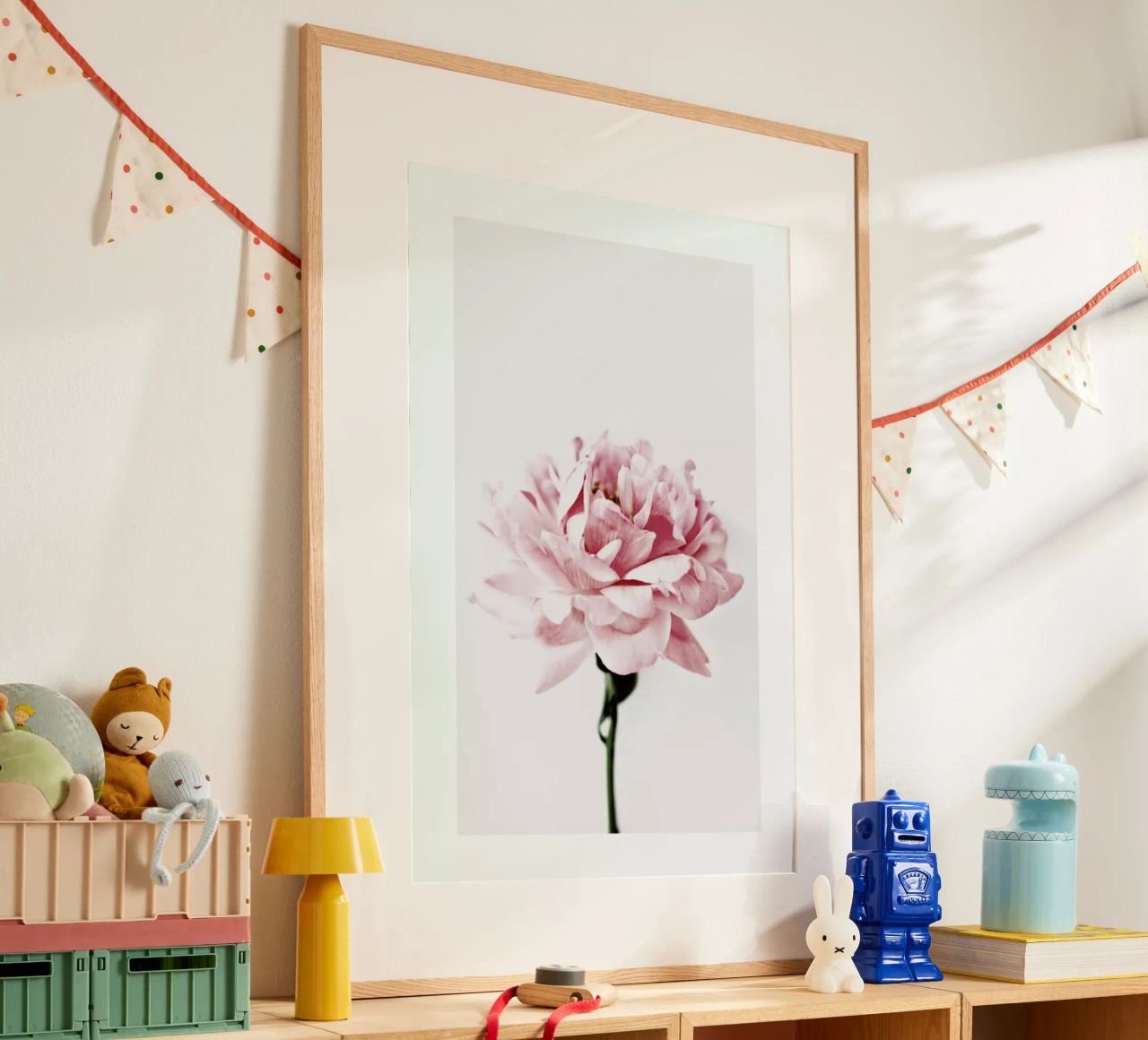 Peony Pink and Grey Poster von Flora & Fauna