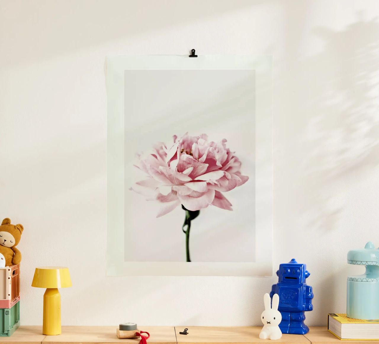 Peony Pink and Grey Poster von Flora & Fauna