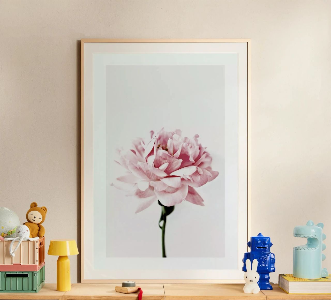 Peony Pink and Grey Poster von Flora & Fauna