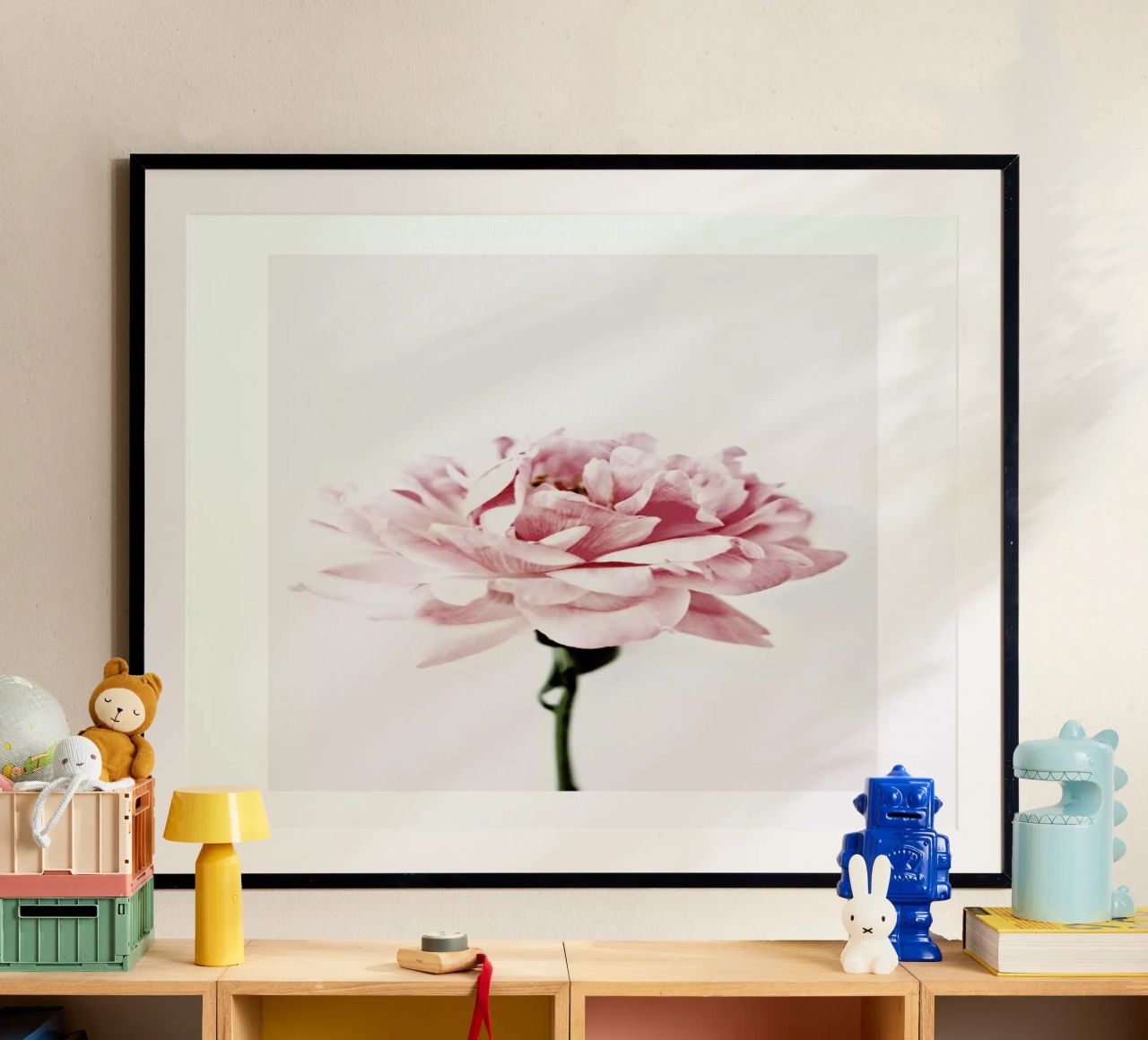 Peony Pink and Grey Poster von Flora & Fauna