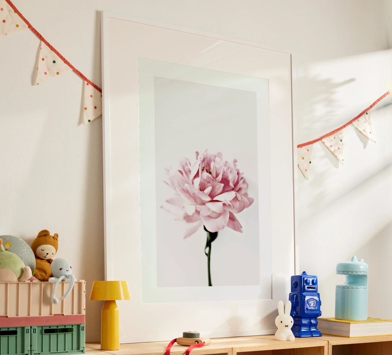 Peony Pink and Grey Poster von Flora & Fauna