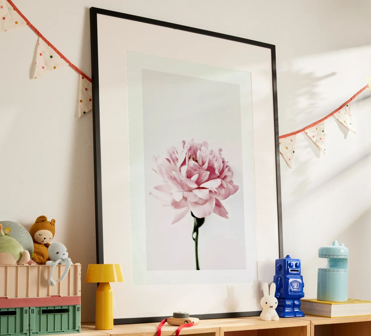 Peony Pink and Grey Poster von Flora & Fauna