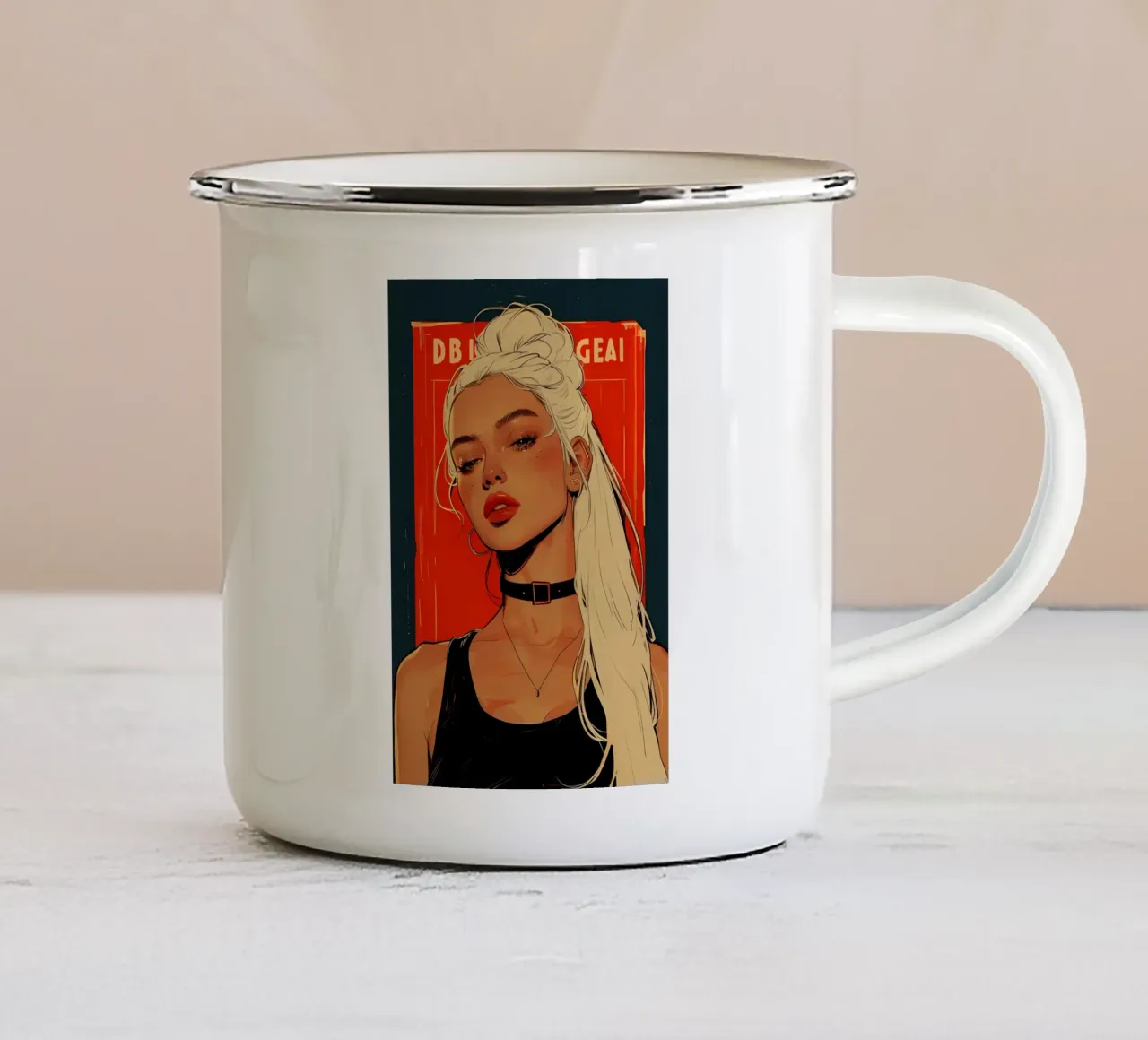 Poster d'arte minimalista 429 tazza in smalto da ahmiaLodri