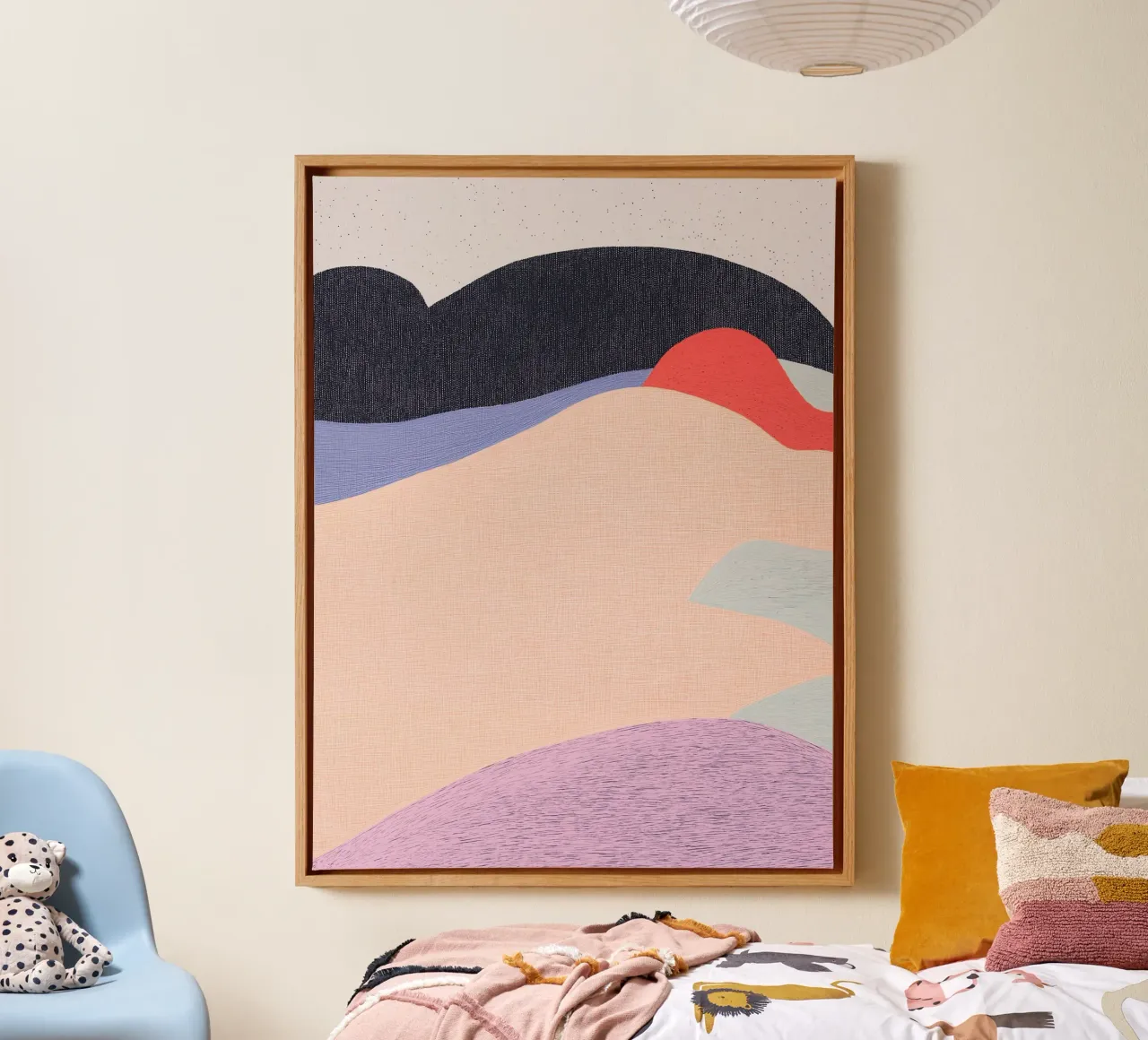 Paisaje geométrico abstracto y creativo para una casa con estilo lienzo con Marco flotante de Kaji