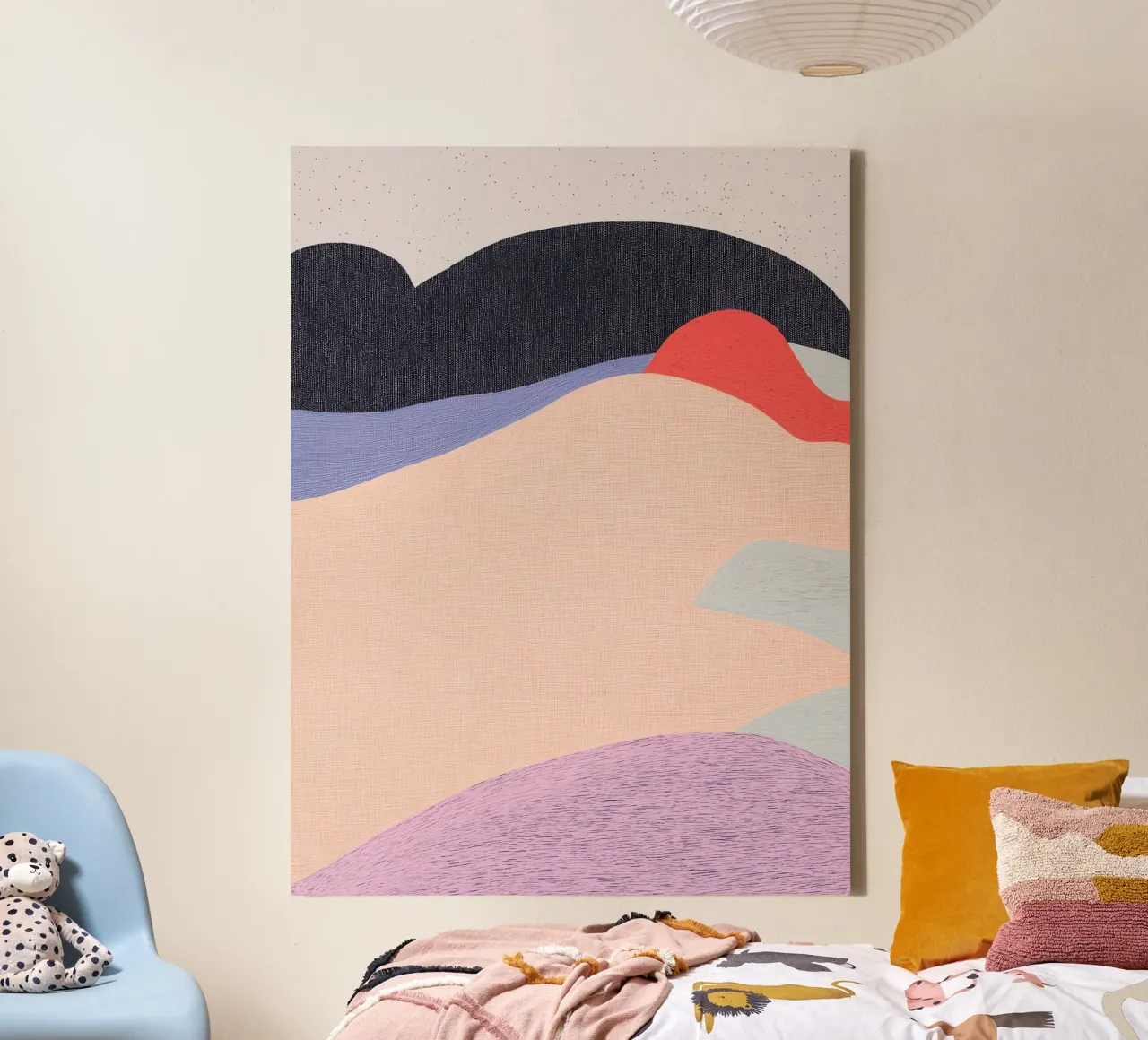Paisaje geométrico abstracto y creativo para una casa con estilo lienzo con Marco flotante de Kaji