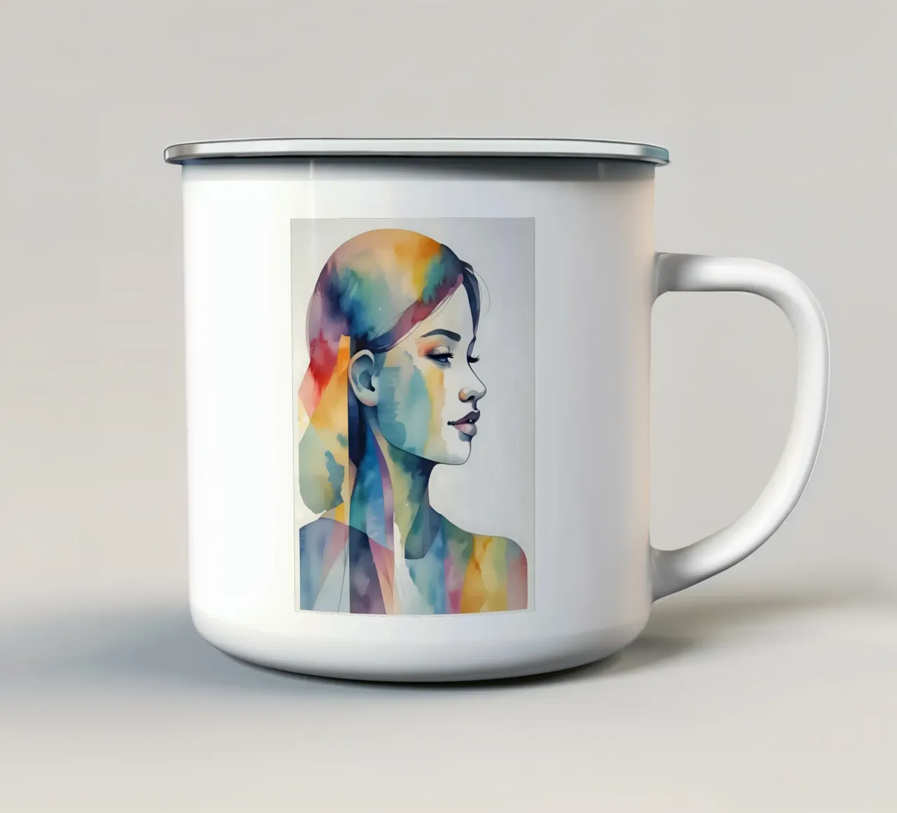 Ragazza acquerello minimalismo 02 tazza in smalto da Minimalism