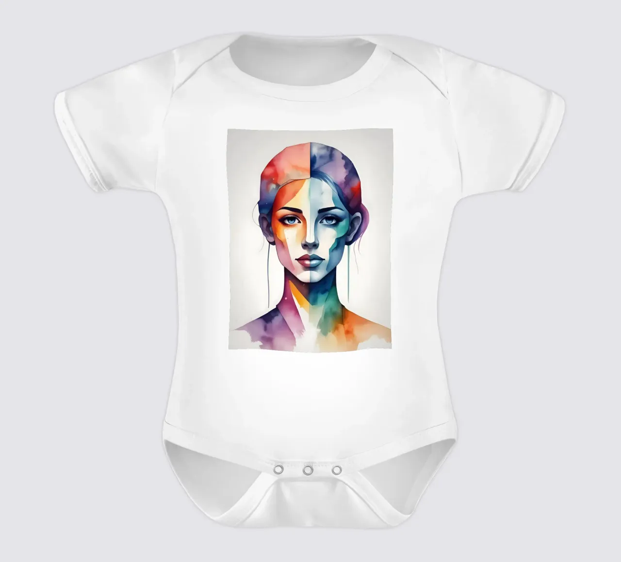Girl watercolor minimalism 03 short-sleeve baby romper by Minimalism