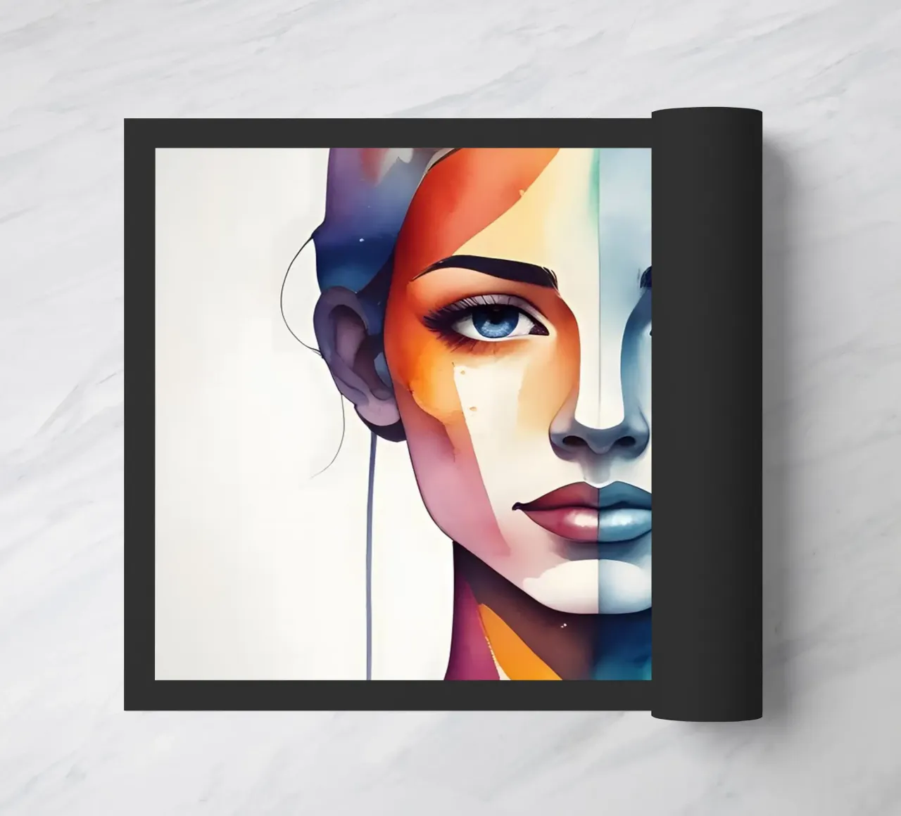 Mädchen Aquarell Minimalismus 03 Fußmatte von Minimalism