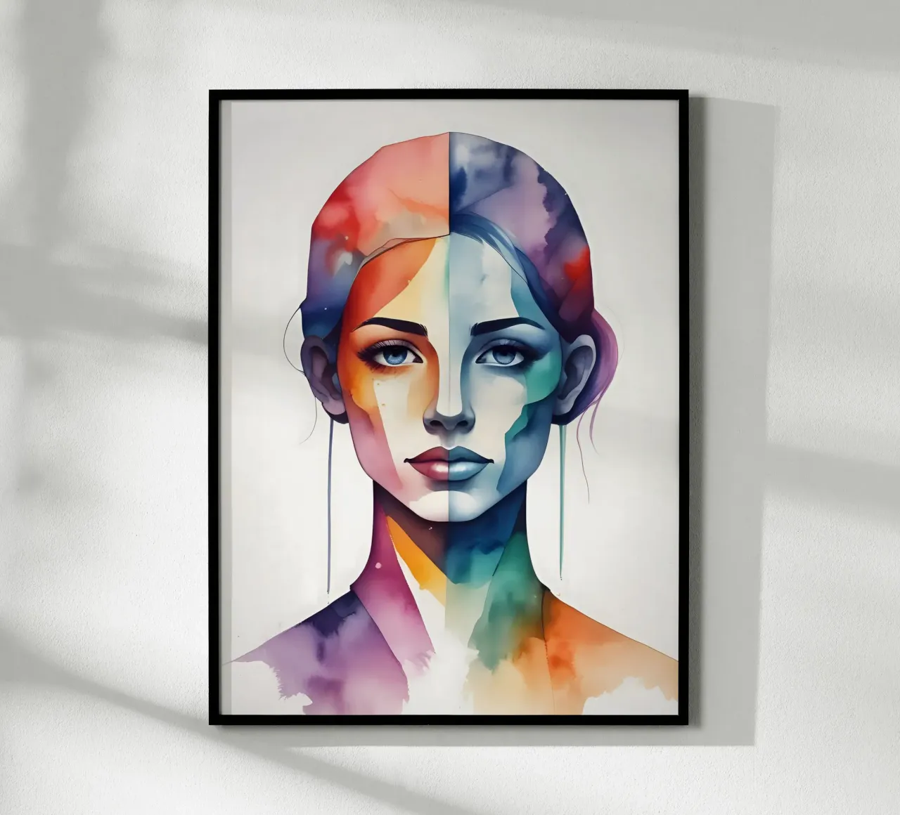 Ragazza acquerello minimalismo 03 poster con telaio in plastica da Minimalism
