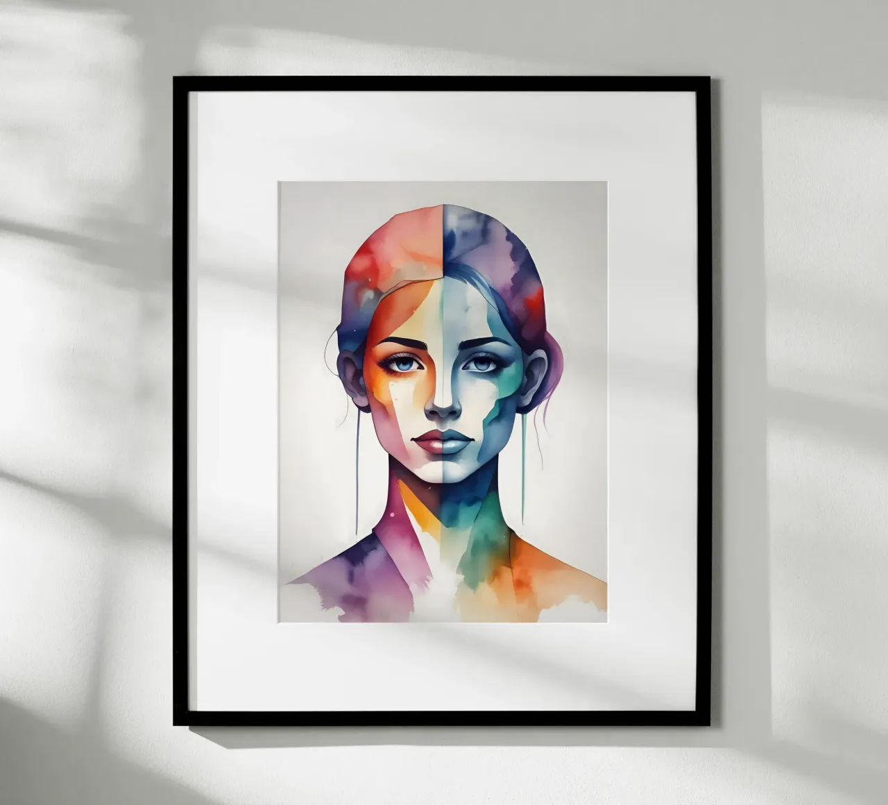 Ragazza acquerello minimalismo 03 poster con telaio in plastica da Minimalism