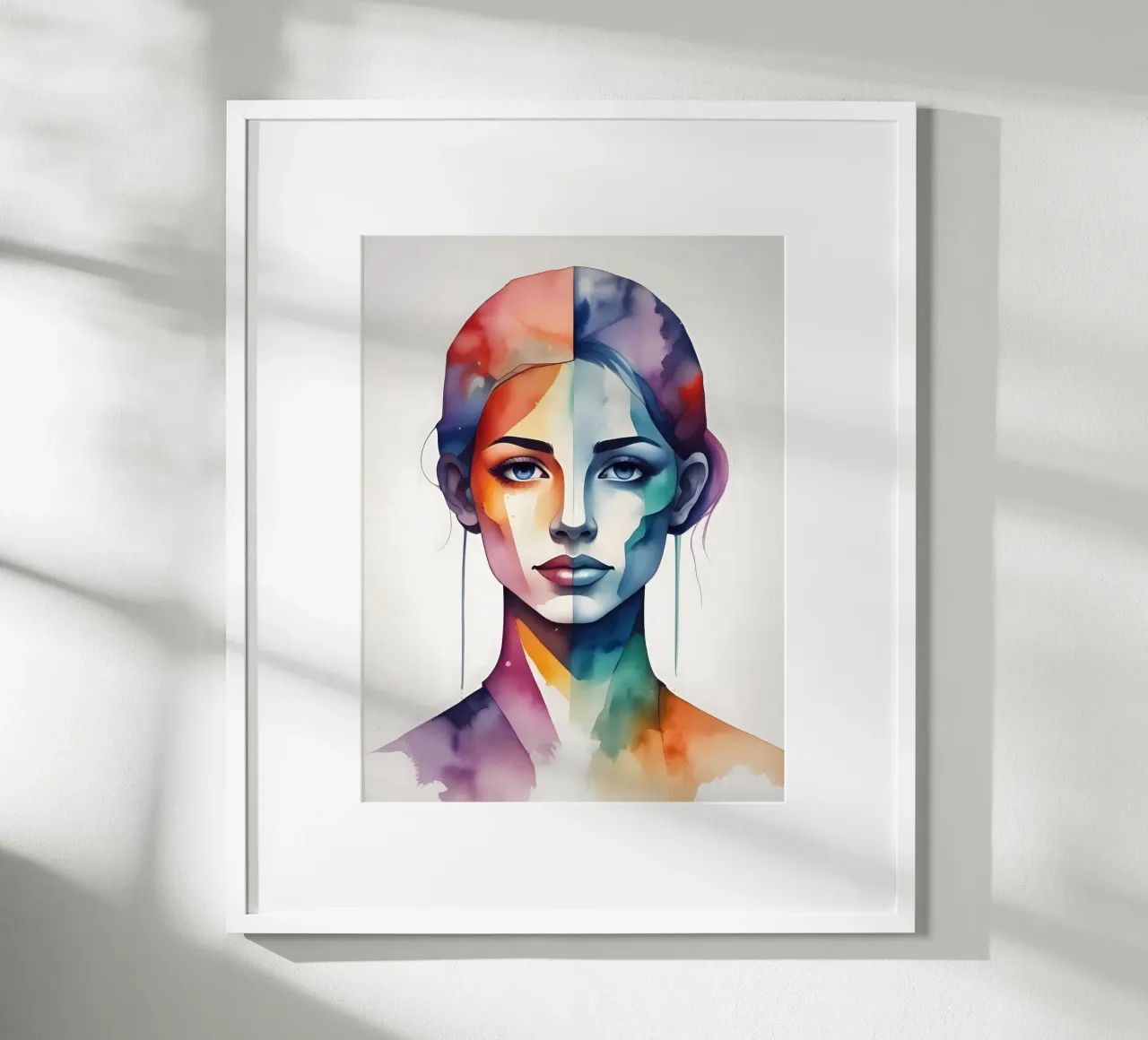 Ragazza acquerello minimalismo 03 poster con telaio in plastica da Minimalism