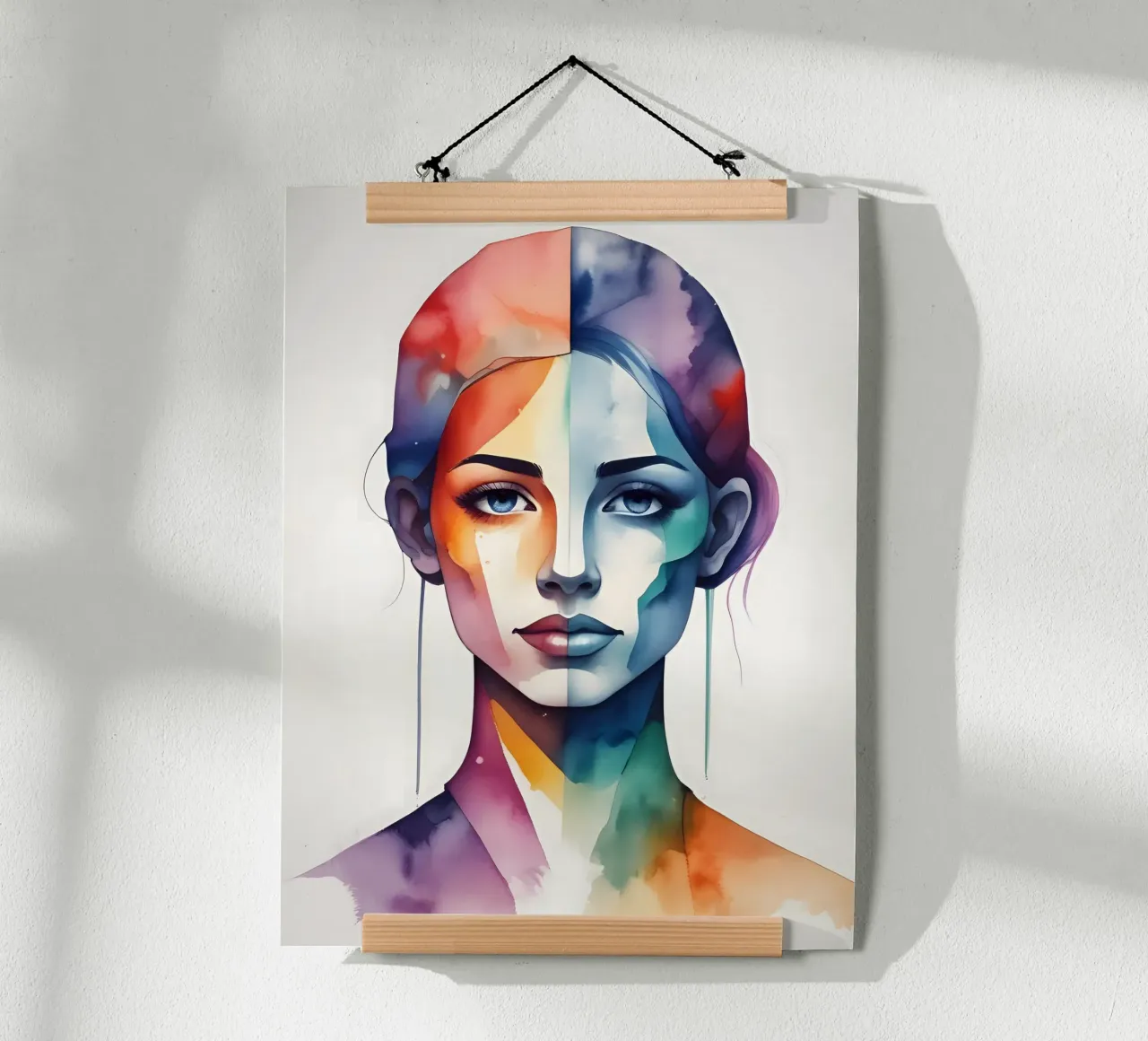 Ragazza acquerello minimalismo 03 poster con telaio in plastica da Minimalism