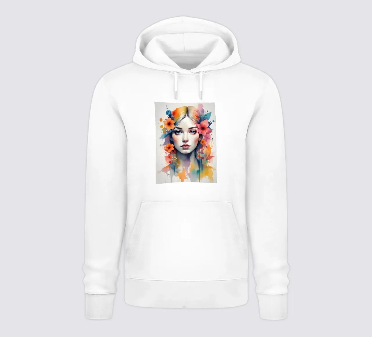 Ragazza e fiori acquerello minimalismo felpa con cappuccio da Minimalism
