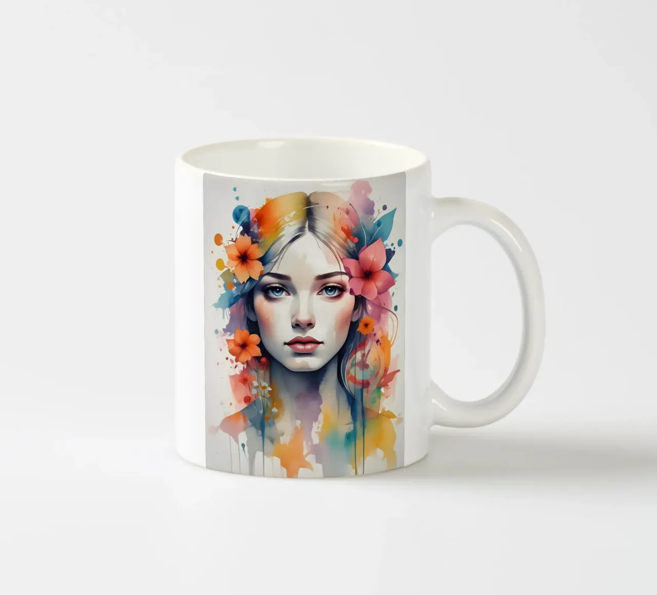 Ragazza e fiori acquerello minimalismo tazza in ceramica da Minimalism