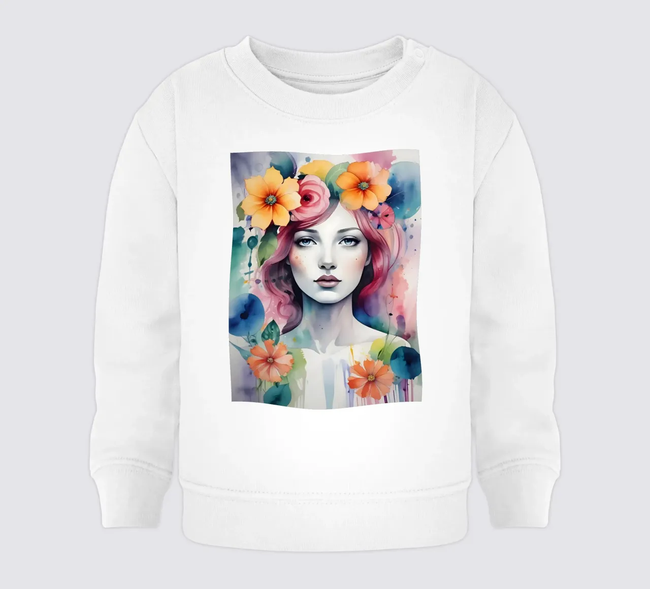 Ragazza e fiori acquerello minimalismo 01 felpa neonato da Minimalism
