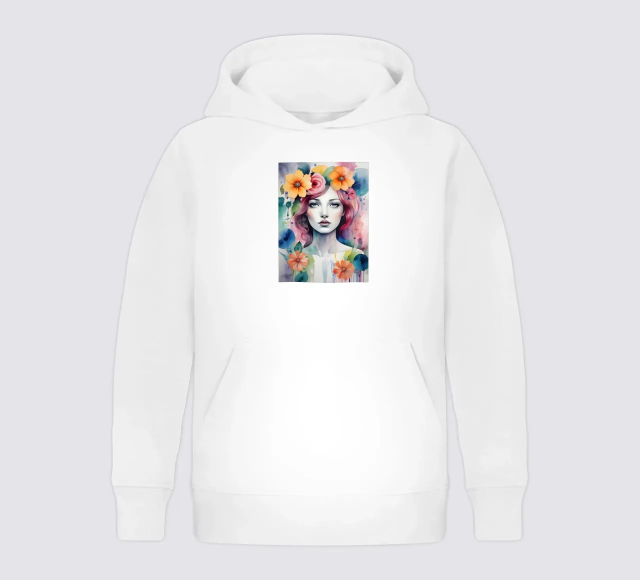 Mädchen und Blumen Aquarell Minimalismus 01 Kinder Hoodie von Minimalism