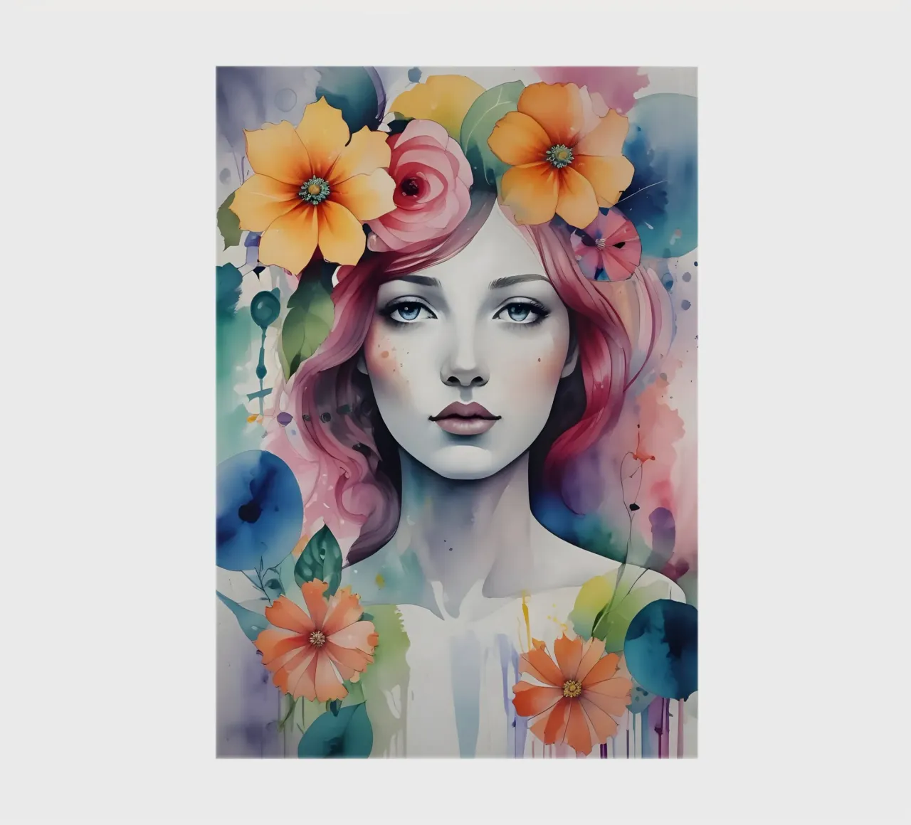 Girl and flowers watercolor minimalism 01 notebook by Minimalism