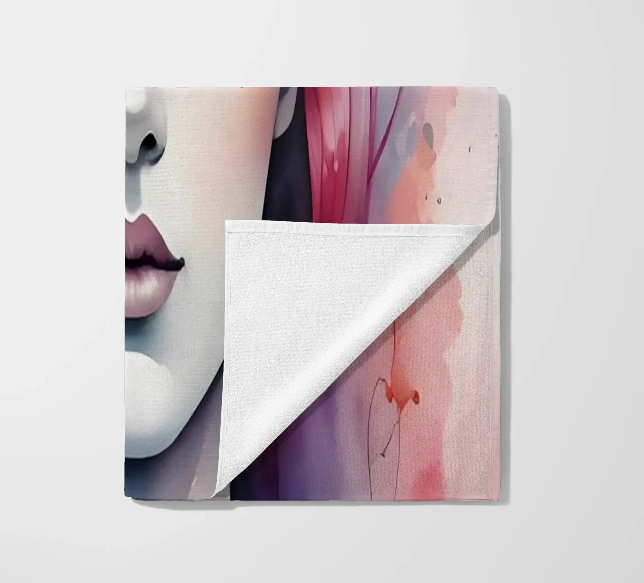Ragazza e fiori acquerello minimalismo 01 telo mare da Minimalism