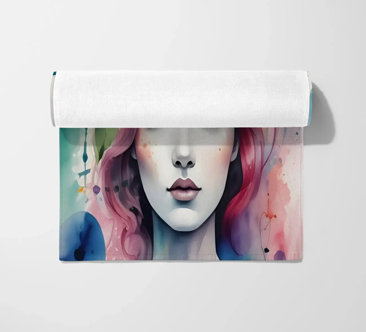 Ragazza e fiori acquerello minimalismo 01 telo mare da Minimalism