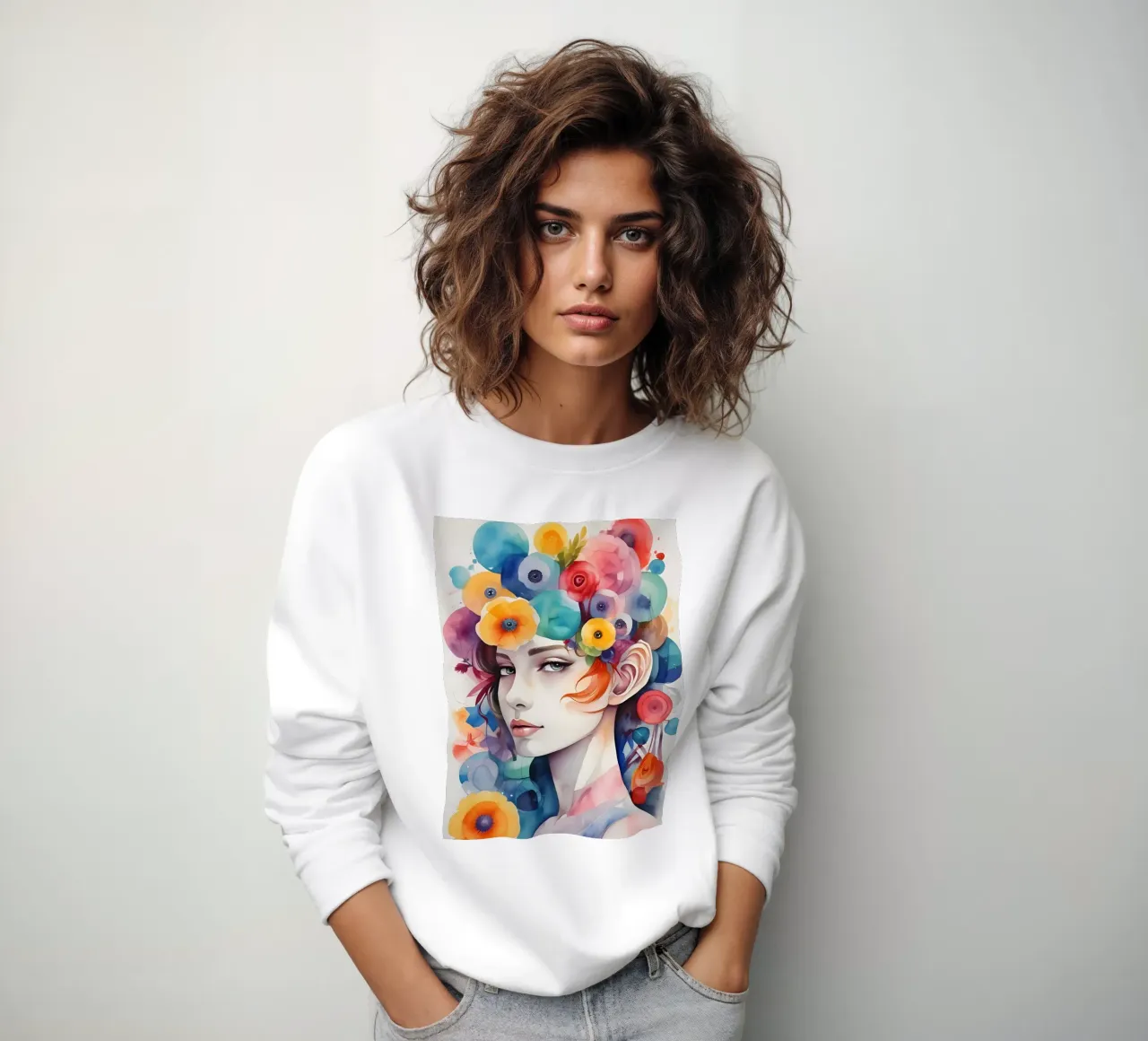 Ragazza e fiori acquerello minimalismo 02 felpa da Minimalism