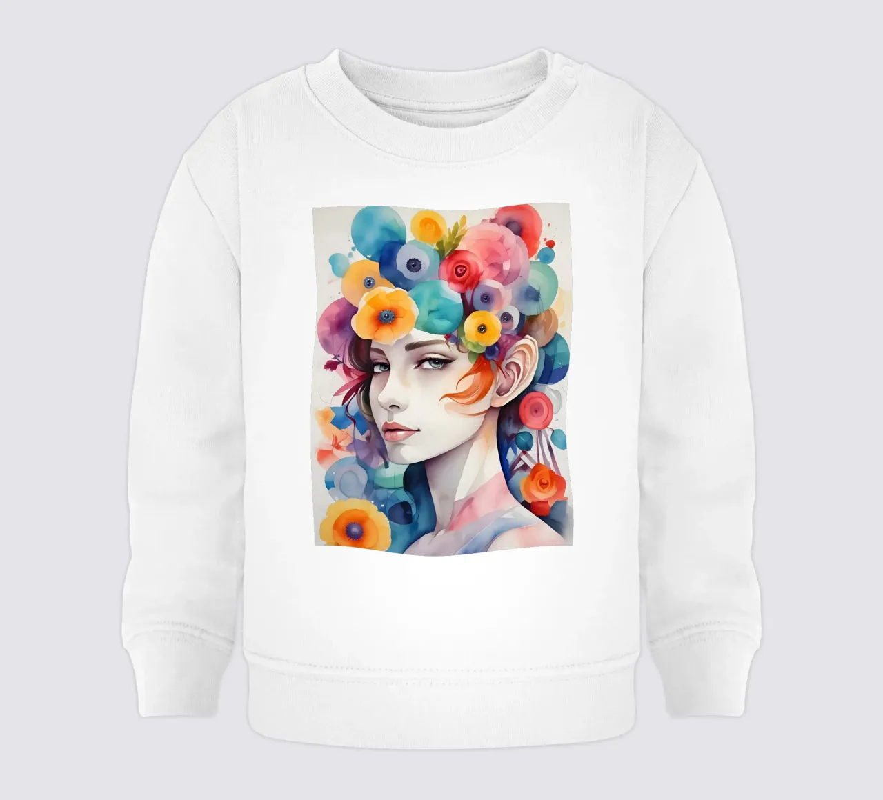 Ragazza e fiori acquerello minimalismo 02 felpa neonato da Minimalism