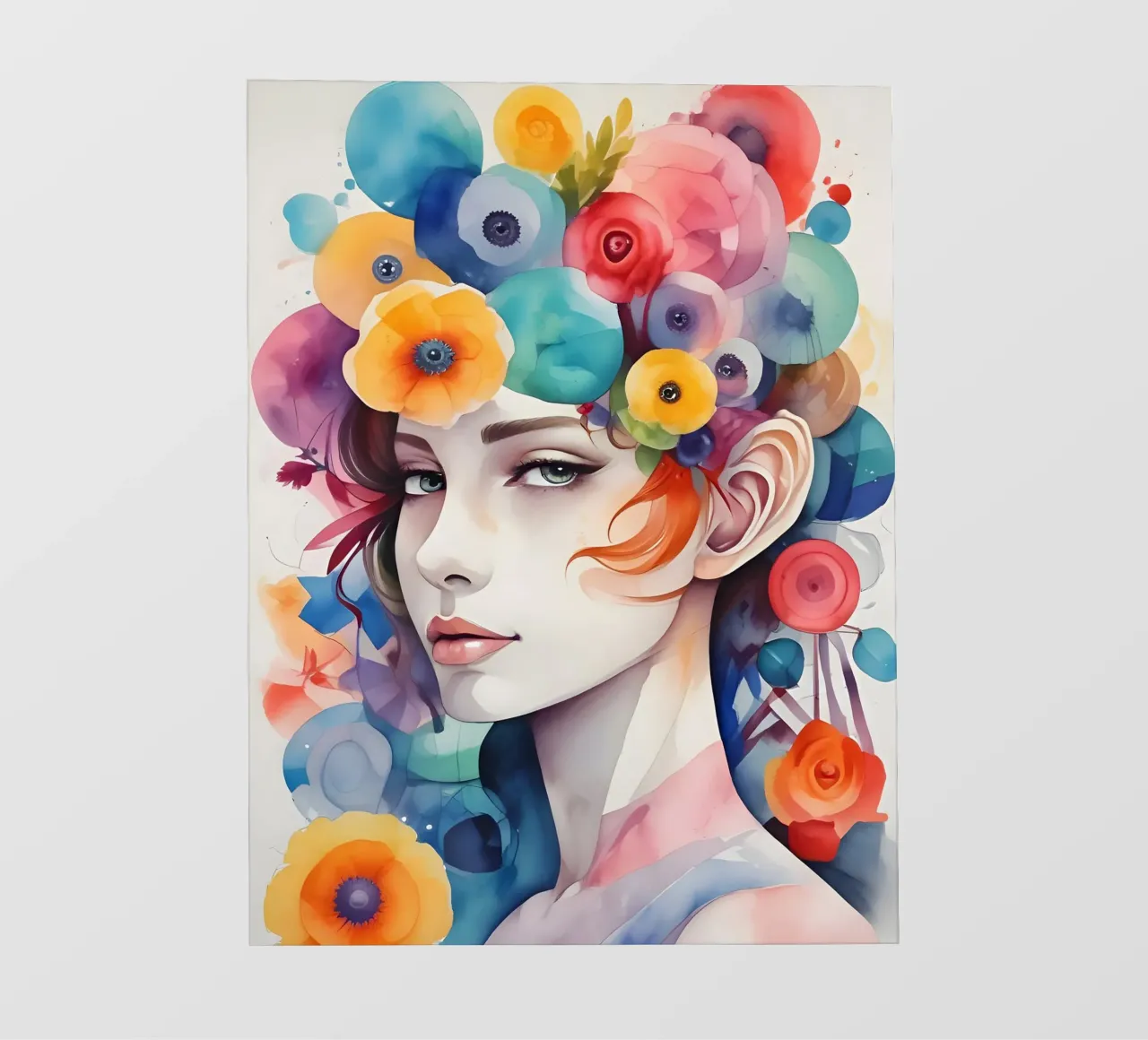 Ragazza e fiori acquerello minimalismo 02 telo in pvc da Minimalism