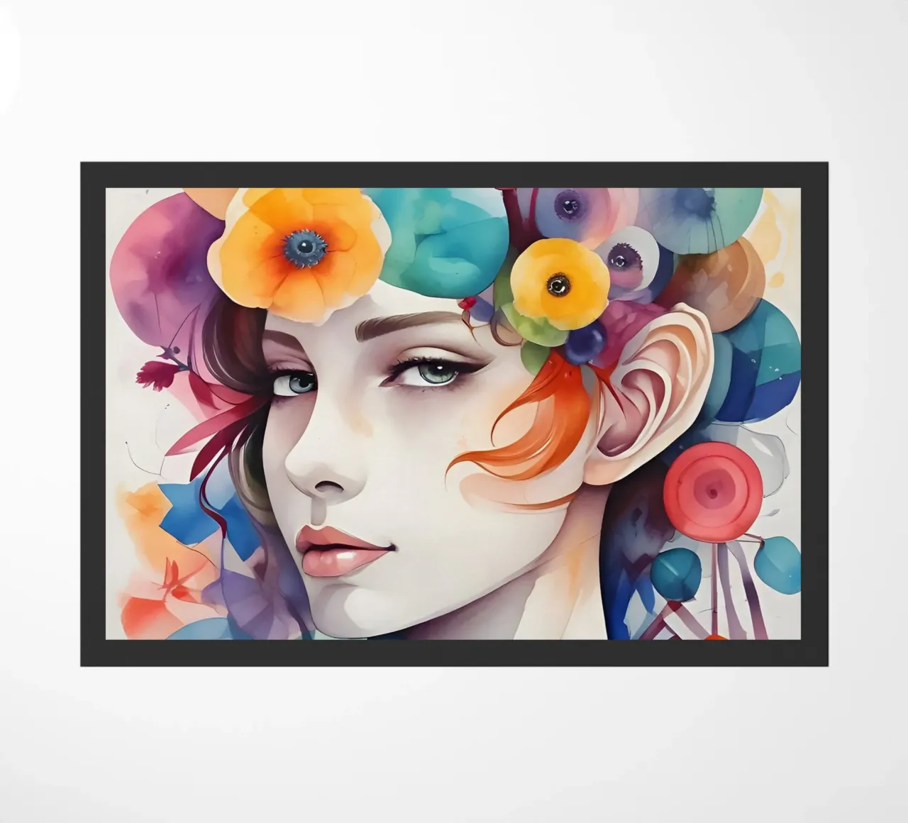 Ragazza e fiori acquerello minimalismo 02 zerbino da Minimalism