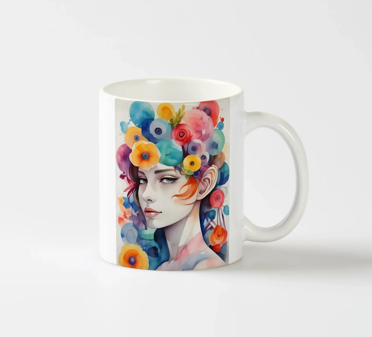Ragazza e fiori acquerello minimalismo 02 tazza in ceramica da Minimalism