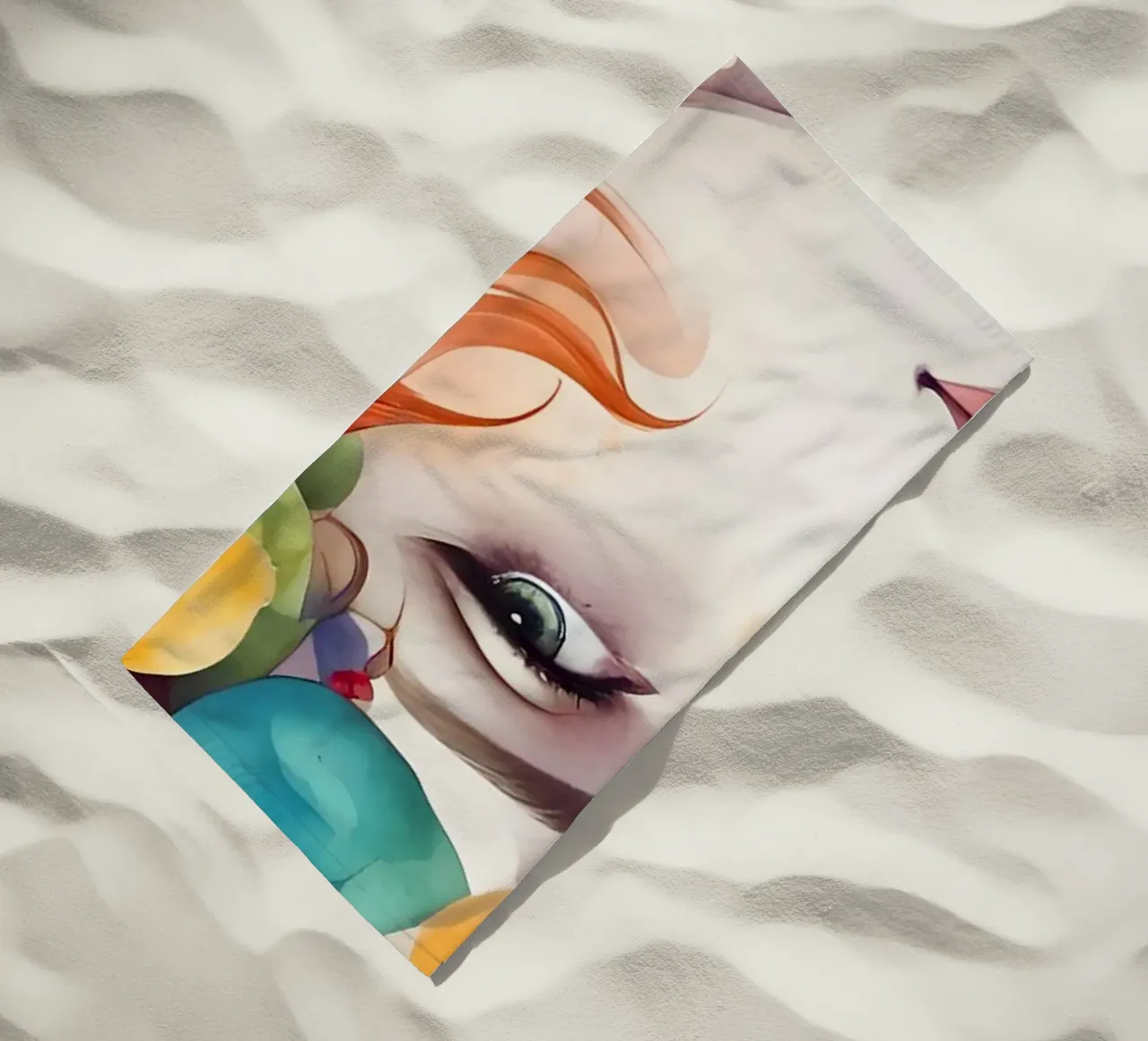 Girl and flowers watercolor minimalism 02 beach towel by Minimalism