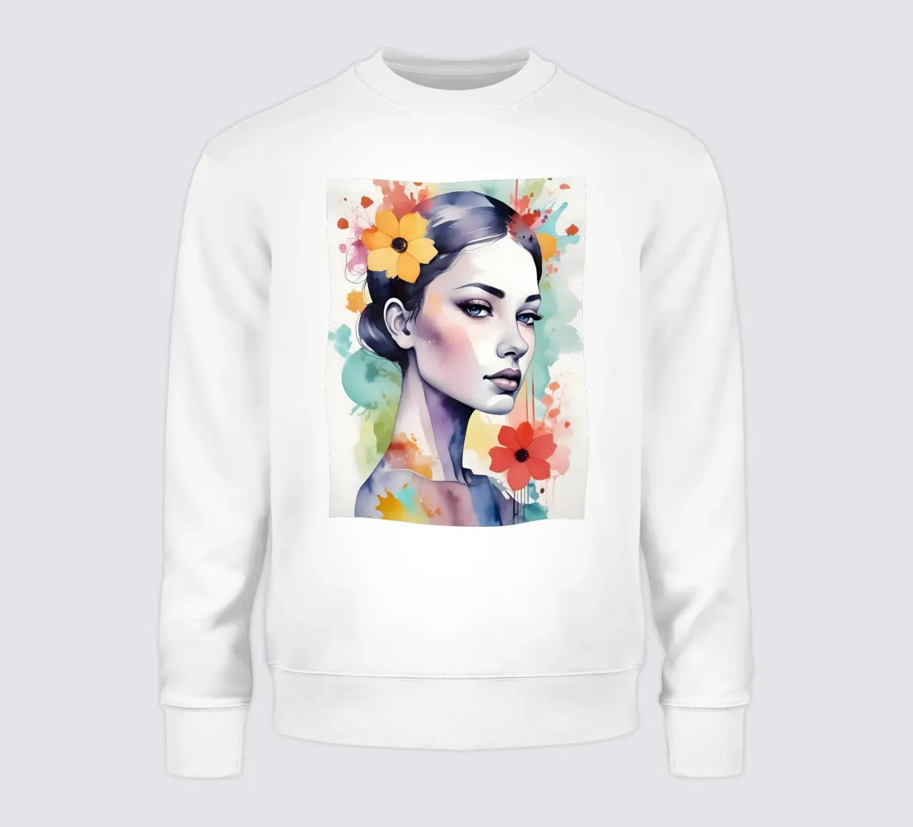 Ragazza e fiori acquerello minimalismo 03 felpa da Minimalism