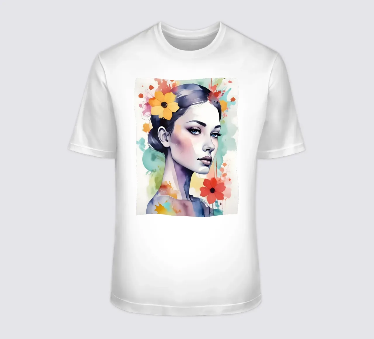 Ragazza e fiori acquerello minimalismo 03 t-shirt da Minimalism