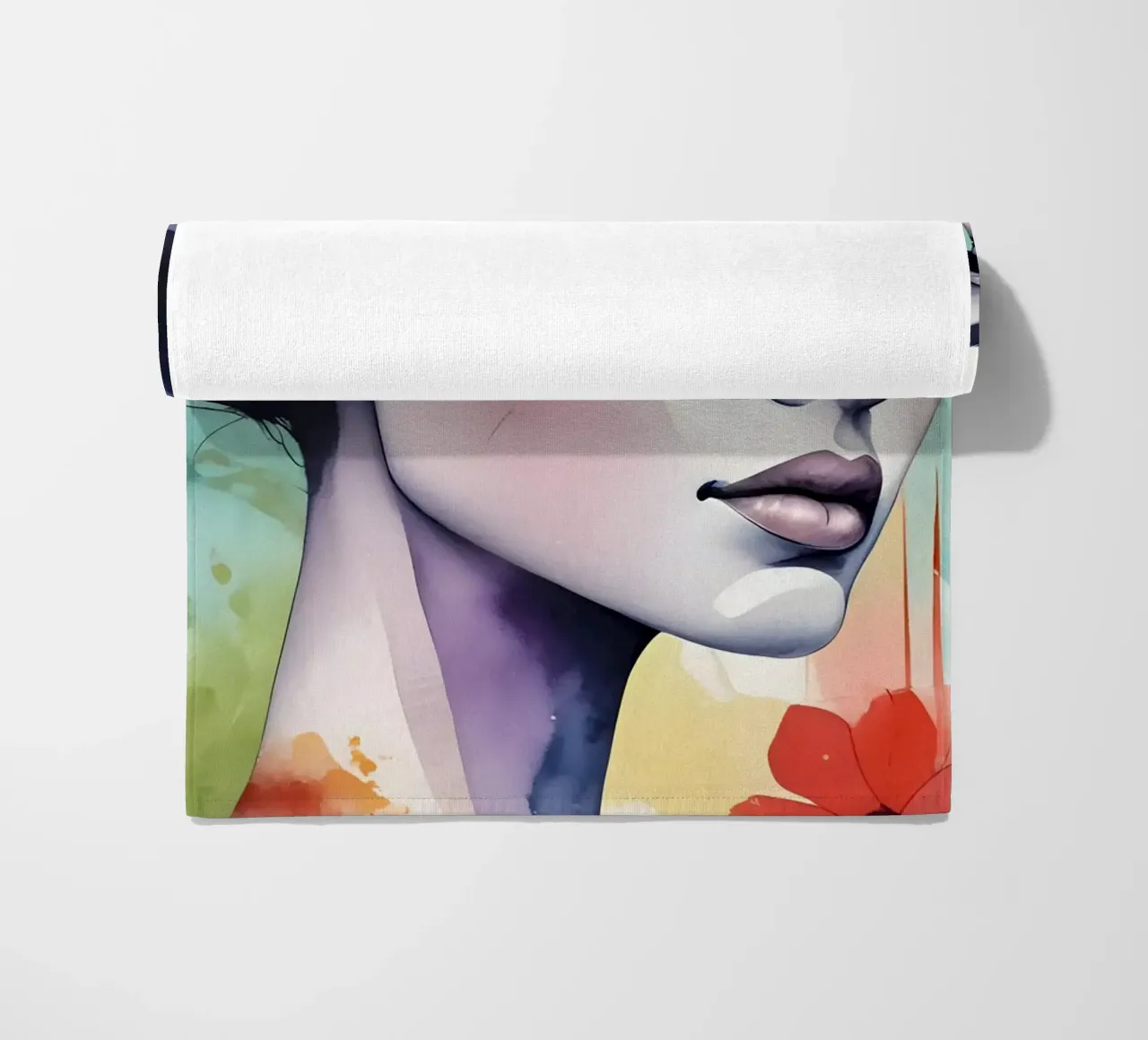 Ragazza e fiori acquerello minimalismo 03 telo mare da Minimalism
