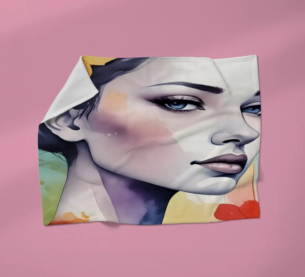 Ragazza e fiori acquerello minimalismo 03 coperta in pile da Minimalism